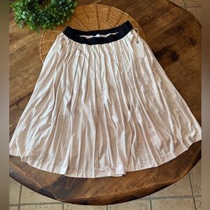 New Leith Cream Velvet Pleated A-Line Skirt